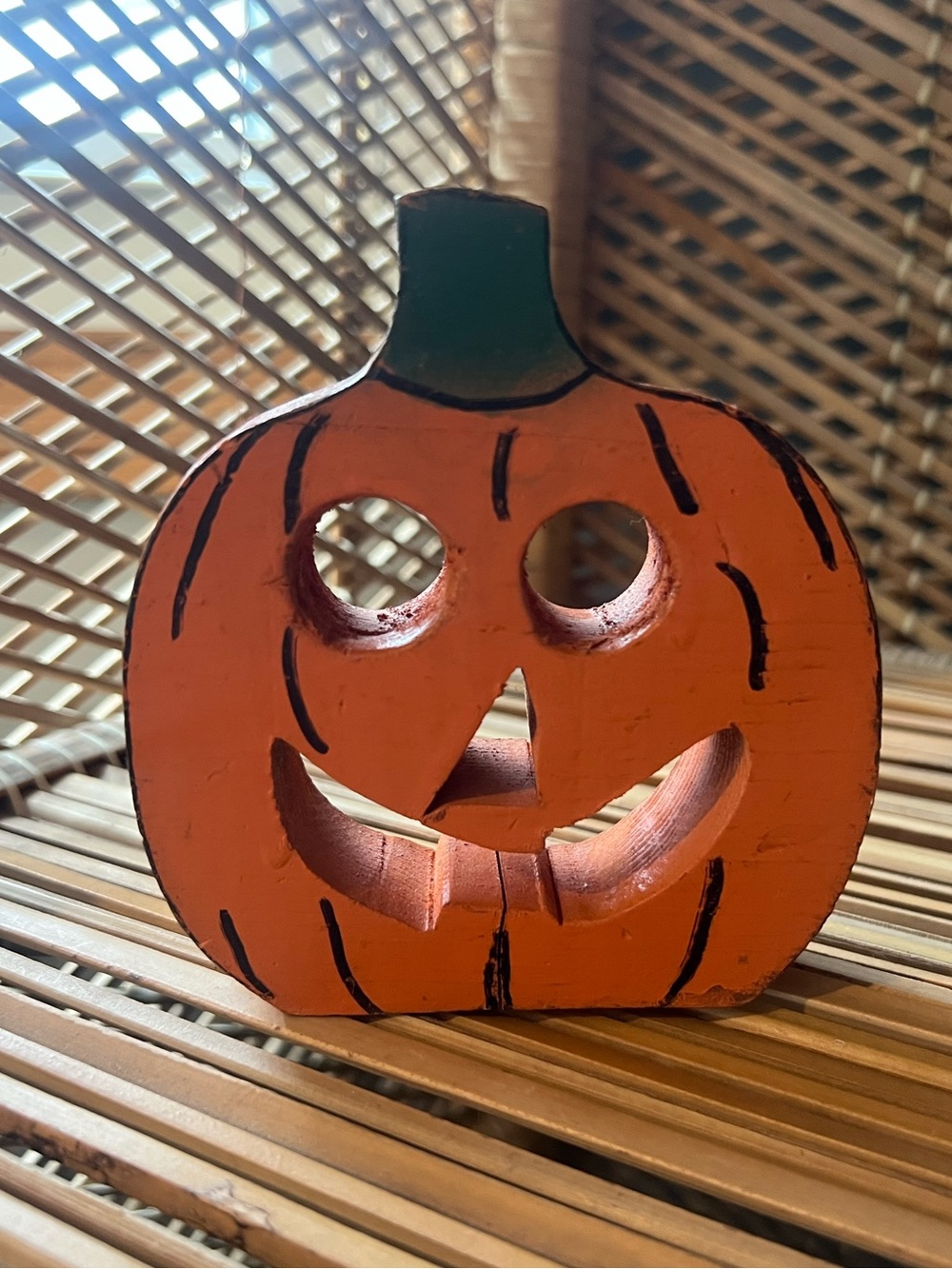 Vintage Hand-painted wooden Mini jack-o'-lantern Decor
